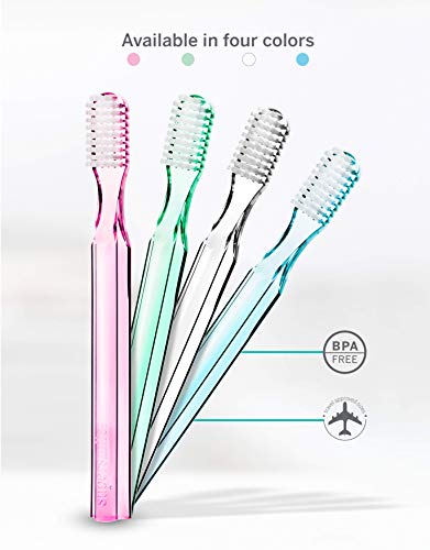 Supersmile New Generation Toothbrush w/ Patented 45° Soft Nylon Bristles - Whitening Tooth Brush w/ Ergonomic Handle Guarantees ADA Recommended Brushing Angle for Adults & Children (Blue)