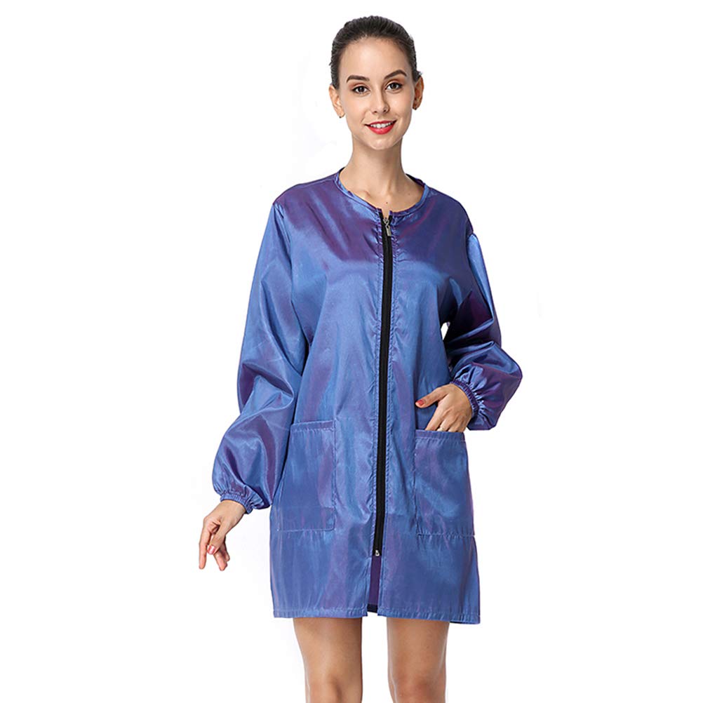 Exttlliy Chameleon Fabric Salon Smock Professional Stylist Jacket Waterproof Haircut Cape Barber Apron (Light Purple, L)