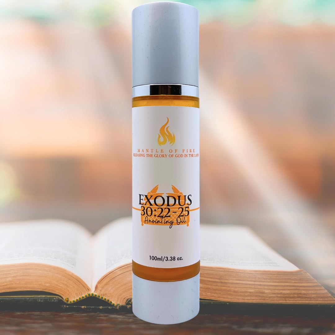 Exodus 30:22-25 Anointing Oil 100ml/3.38 oz. Recipe God gave to Moses - 500 shekels of liquid myrrh, 250 shekels of fragrant cinnamon, 250 shekels of fragrant calamus, 500 shekels of cassia and a hin of olive oil. Comes in a top of the line spill proof, s
