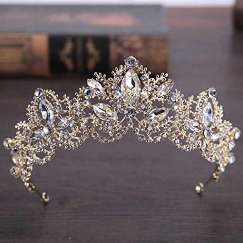 Haomye Baroque Wedding Crowns Queen Crystal Crown Butterfly Flower Tiaras Hair Jewelry Bridal Hair Accessories for Women and Girls (Glitter)