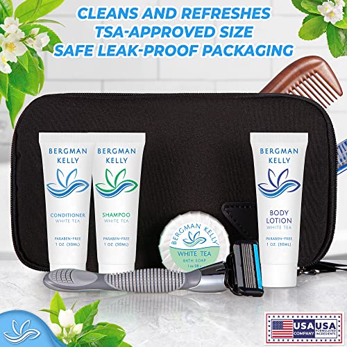 BERGMAN KELLY - Hotel Soap Bars - White Tea, 0.5 oz, 100 PK - Travel Size Luxury Bulk Amenities Bar Soap, Mini Individually Wrapped Round Soap - Small Toiletries for Airbnb, Motel, Guest Bathroom
