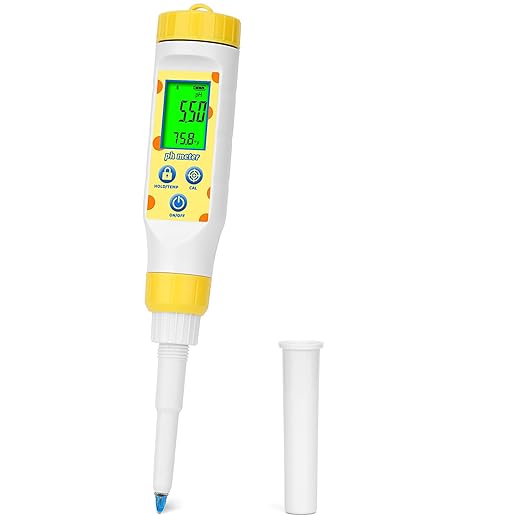 Digital pH Meter for Food Fermentation and Canning, Smart Food pH Tester with High Accuracy Spear Probe for Sourdough, Salsa and Hot Sauces, pH Test Pen with ATC for Solid and Liquid