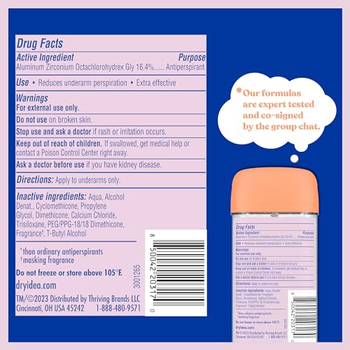 Dry Idea Gel Deodorant & Antiperspirant | 2X Longer Sweat Protection | 72-Hour Odor Protection | Unscented & Hypoallergenic for Sensitive Skin, 3 oz.