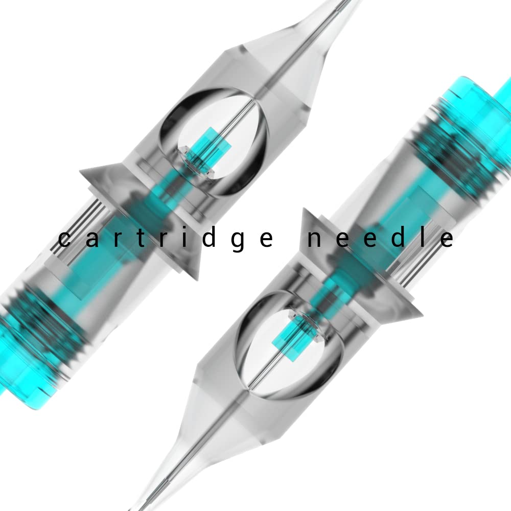 STIGMA Aquamarine Knight Tattoo Cartridges #10(9RS) 20Pcs Round Shader 0.3mm Bugpin X-Taper Disposable Tattoo Needle Cartridges with Membrane EN02B-20-1009RS