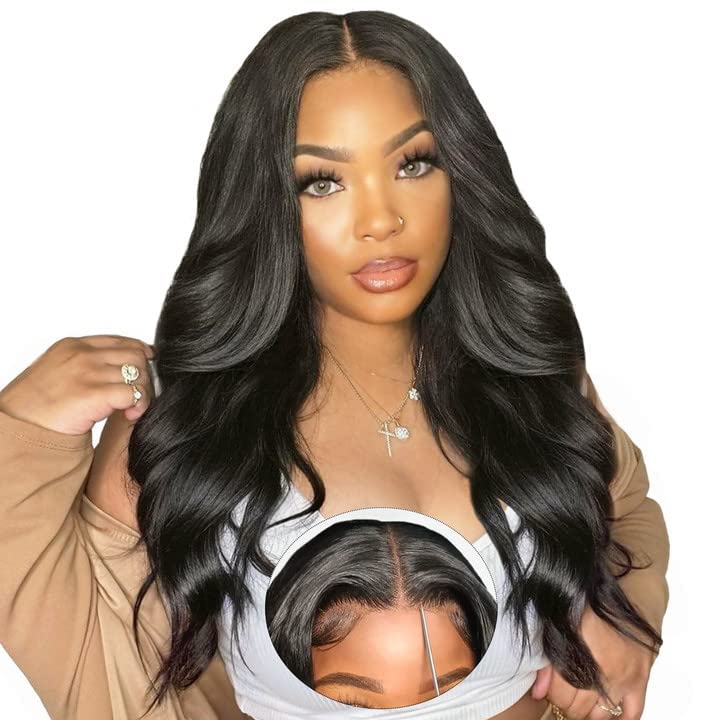 Glueless Wigs Human Hair Pre Plucked, Wear and Go Glueless Wig for Beginners, Upgraded No Glue 4x4 Closure Wigs Human Hair,180 Density Body Wave Lace Front Wigs Human Hair For Black Women 18 Inch