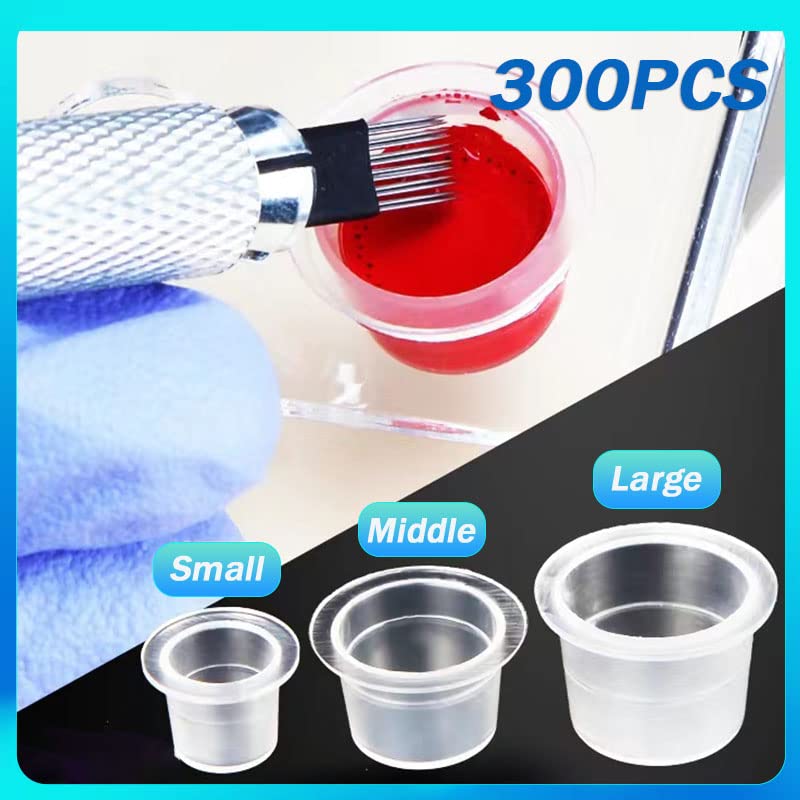 Ink Caps Cups NAQASE 300Pcs Pigment Cups Mixed Sizes Microblading Ink Cups Disposable Tattoo Ink Containers Pigment Caps Cups for Tattoo Ink