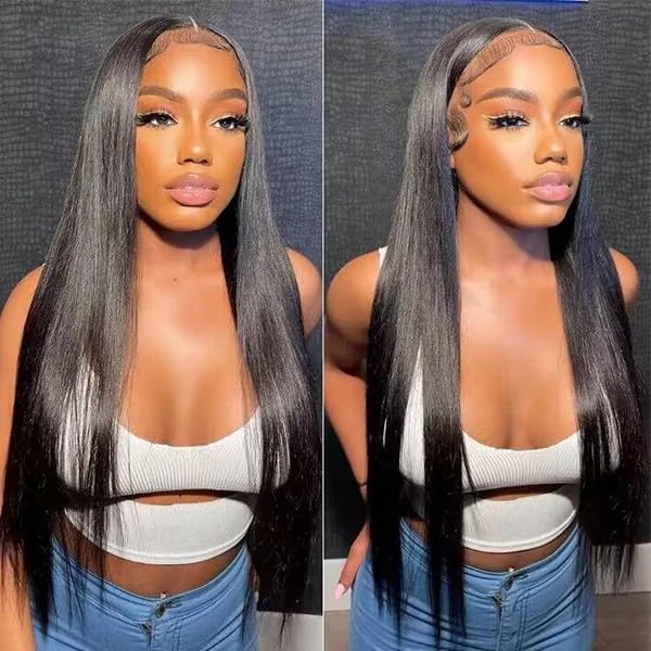 Sunelk Wear and Go Glueless Wigs Human Hair Pre Cut HD Lace 6x4 Straight Lace Front Wigs Human Hair Pre Plucked 180% Density Glueless Wigs Human Hair for Beginners 22 inch