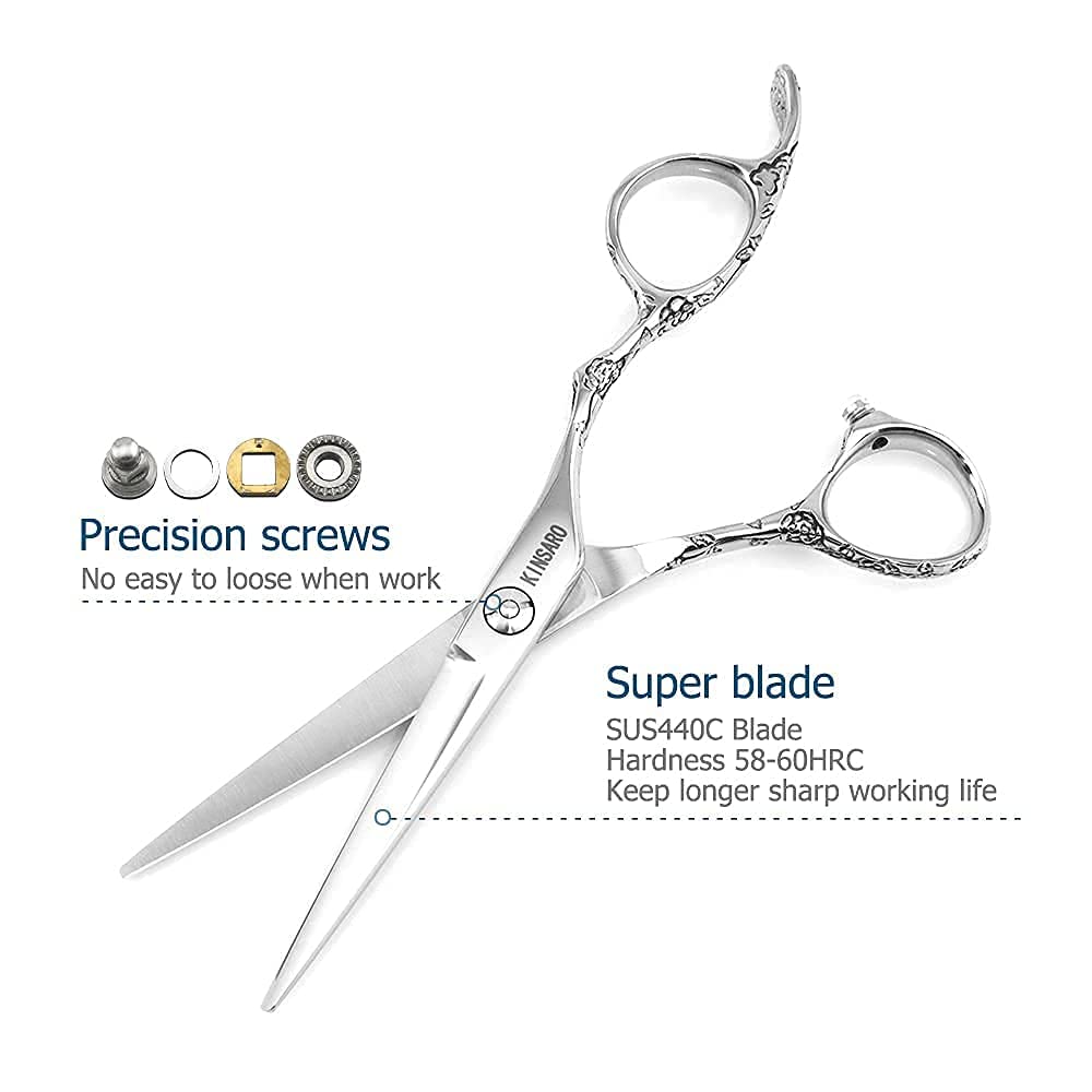 Hair Scissors Set 5.5 Inch Professional Barber Scissors Set Hair Cutting Scissors Hairdresser Scissors Thinning Shears 440C KINSARO