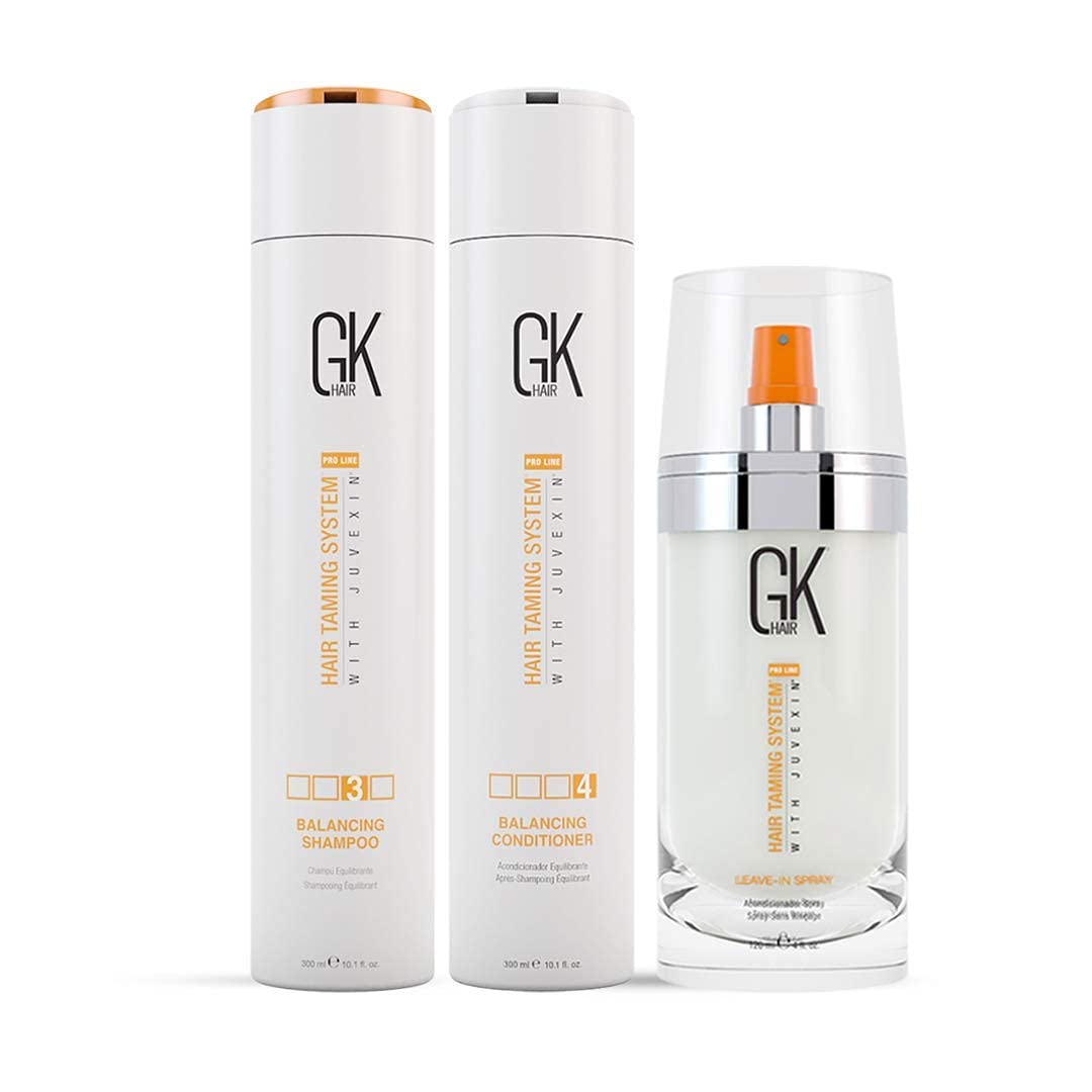 GK Hair Global Keratin Balancing Shampoo and Conditioner 300ml Set & Leave in Conditioner Spray (120ml/4 fl. oz)