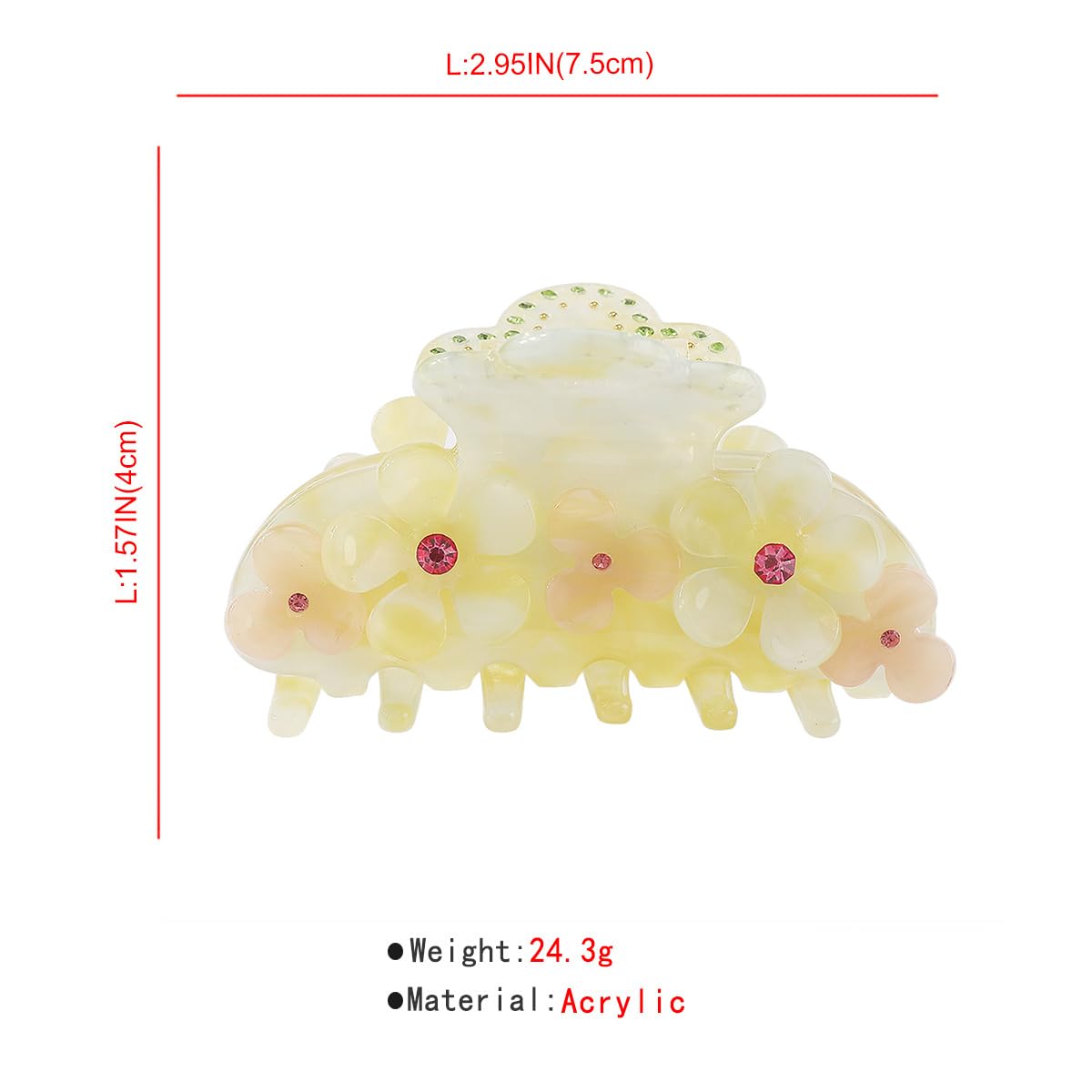 Lovely Floral Hair Clip,Acetate Claw Clip for Women,Women Hair Accessories,Yellow