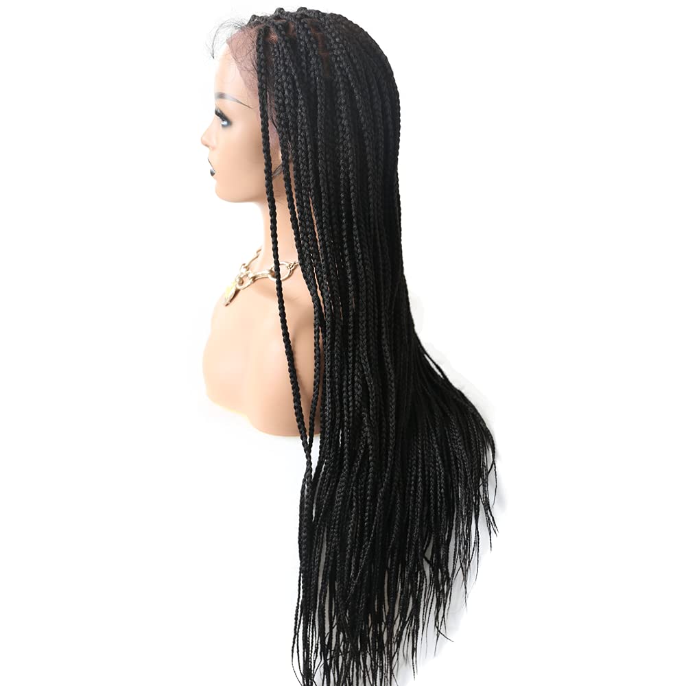 LYRICAL HAIR Cornrow Box Braided Wig for Black Women Lightweight Swiss Lace Front Baby Hair Natural Looking Micro Twist Premium Quality Kanekalon Synthetic Fiber African American Pre-Plucked Full Cap
