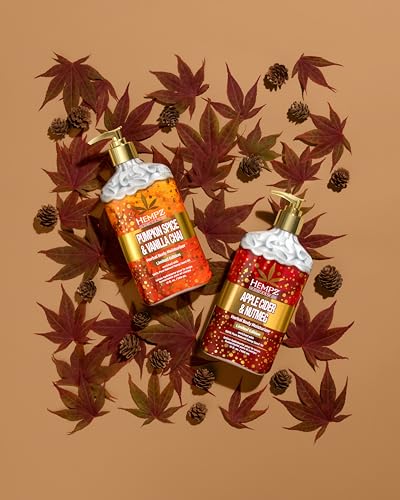 Hempz Limited Edition 17 oz Apple Cider & Nutmeg and Pumpkin Spice & Vanilla Chai Fall Body Lotions - Hydrating Moisturizers for Dry or Sensitive Skin