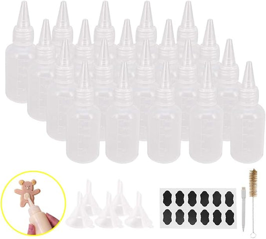 20 Pack 2-Ounce Plastic Squeeze Bottles with Measurement - Cookie Decorating Supplies, Cookie Supplies Writer Bottles Food Coloring and Royal Icing Supplies