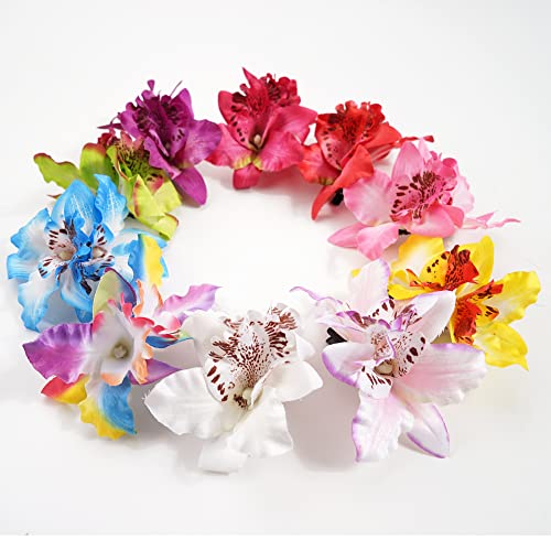CLLOT Hair Clip, Double Flower Orchid Alligator Clips for Women, Premium Quality Fabric for Girls, Widely Application, Must-Have Hair Accessories (10 Pieces)