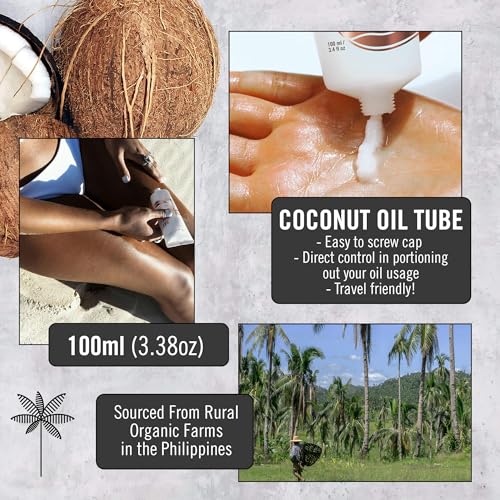 Kapuluan Pure Coconut Oil for Hair, Skin - Raw Extra Virgin Coconut Oil - Pure Unrefined Cold Pressed Oil with MCTs for Body Care or Haircare, Hair Growth, Aceite de Coco Natural 3 Pack, 100ml