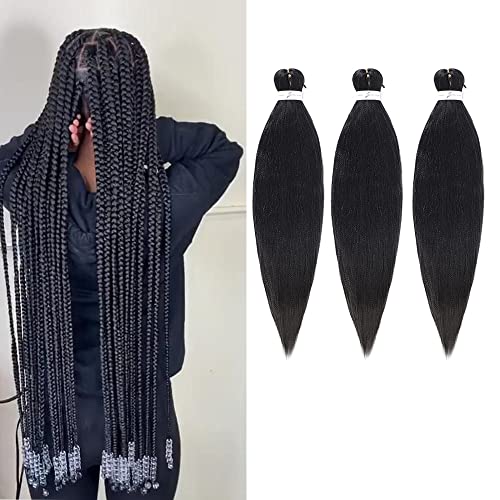 Blue Braiding Hair Pre Stretched EZ Braiding Hair 3 Packs/Lot 26 Inches Yaki Texture Braiding Hair Hot Water Setting Synthetic Fiber for Crochet Hair Extensions（3 packs，blue#）