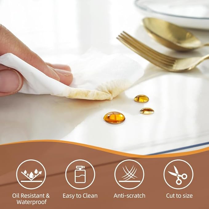 Warmstar Clear Table Cover Protector 40 x 80 Inch,1.5mm Thick Plastic Table Cover Rectangle,PVC Clear Table Protector,Desk Protector Mat for Kitchen, Dresser, Writing Desk，Dining Room Table