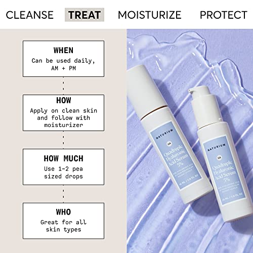 Naturium Quadruple Hyaluronic Acid Serum 5%, Hydrating & Plumping Face Serum, Anti-Aging & Moisturizing Skin Care, Fragrance-Free, 1 oz