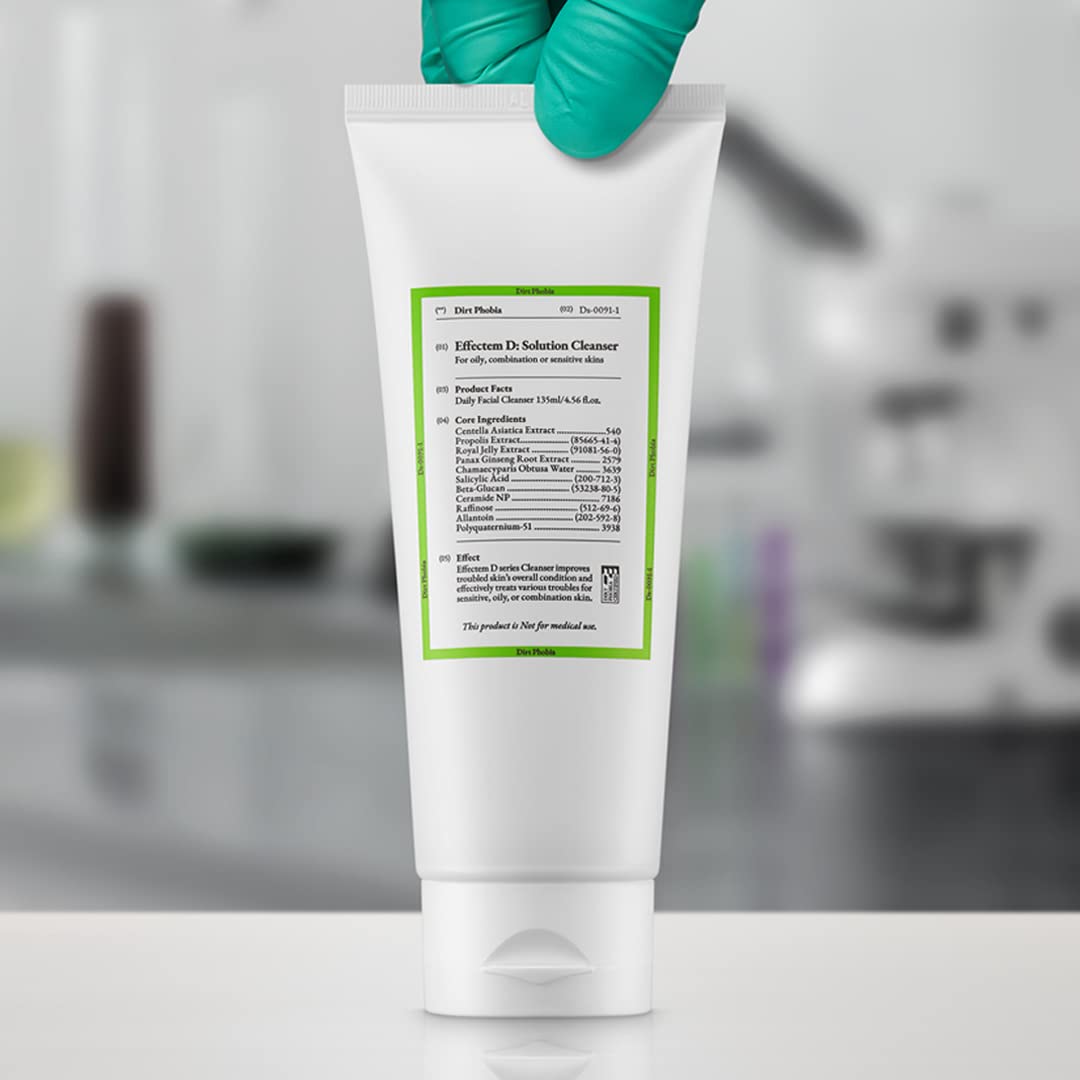 Dirt Phobia Effectem D Ampoule Serum & Facial Cleanser Set - Sebum and Pore Care, Rapidly calm and soothe sensitivity, For oily, troubled and combination skin.