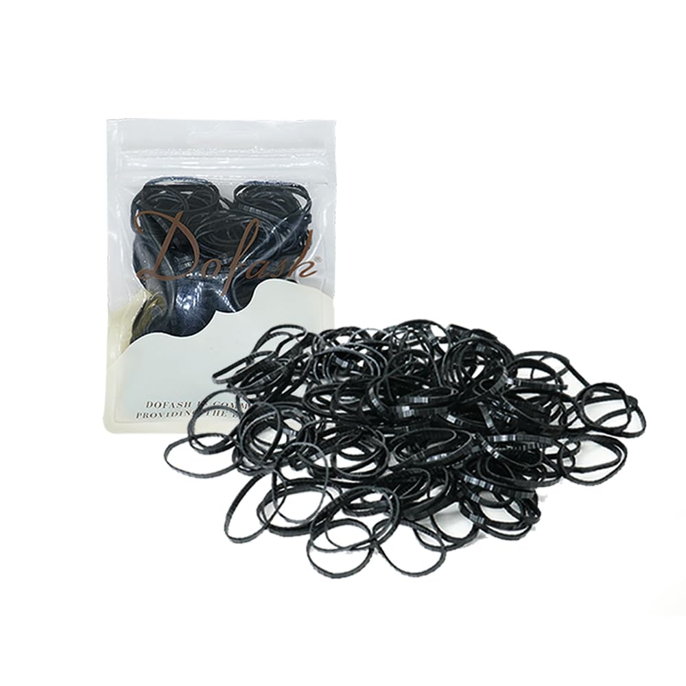 Dofash Hair Ties for Women's Hair, 2 * 75MM Polybands Hair Elastics, 200pcs (Black)