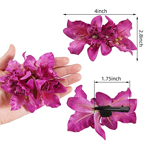CLLOT Hair Clip, Double Flower Orchid Alligator Clips for Women, Premium Quality Fabric for Girls, Widely Application, Must-Have Hair Accessories (10 Pieces)