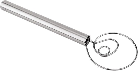 304Professional Danish Dough Whisk - Stainless Steel Bread Whisking Tool for Sourdough, Pizza Dough