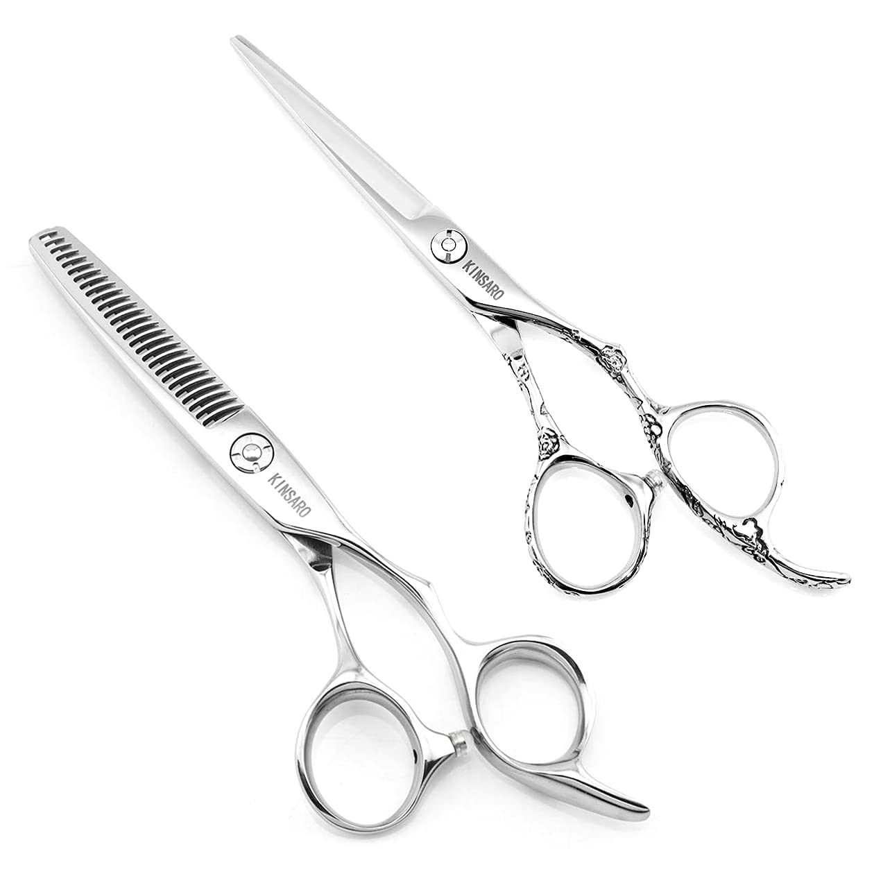 Hair Scissors Set 5.5 Inch Professional Hair Shears Hair Cutting Scissors Haircut Scissors Barber Scissors 5.75 Inch Thinning Shears 440C KINSARO