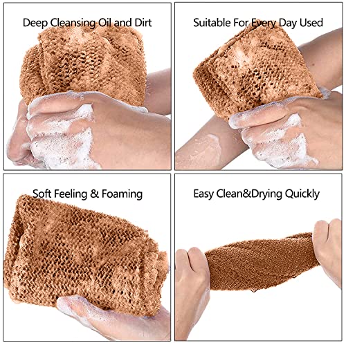 Exfoliating Washcloth Towel Body Scrubber Loofah African Net Bathing Sponge Back Scrubber for Shower Mesh Pouf Sponge Skin Smoother for Daily Use or Stocking Stuffer Bathroom Accessories 2pcs