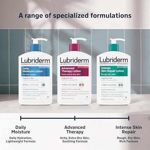 Lubriderm Intense Dry Skin Repair Lotion + Pro-Ceramide with Vitamin E & Minerals Helps to Repair Rough, Dry Skin, Fast Absorbing Lotion is Fragrance-Free and Non-Greasy, 16 fl. oz