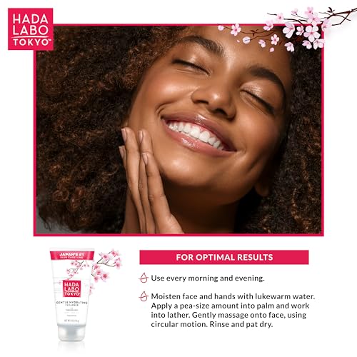Hada Labo Tokyo Gentle Hydrating Foaming Facial Cleanser, Fragrance-Free Sensitive Skin Face Wash with Hyaluronic Acid and Conditioning Agents Soften Skin, Locks In Moisture, 5.0 Oz
