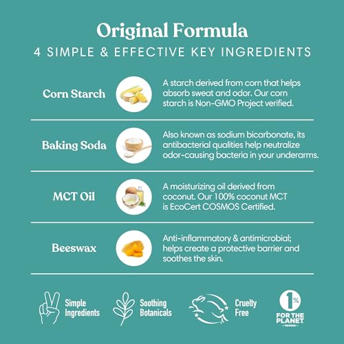 HUMBLE BRANDS Original Formula Aluminum-free Deodorant. Long Lasting Odor Control with Baking Soda and Essential Oils, Palo Santo and Frankincense, Pack of 3