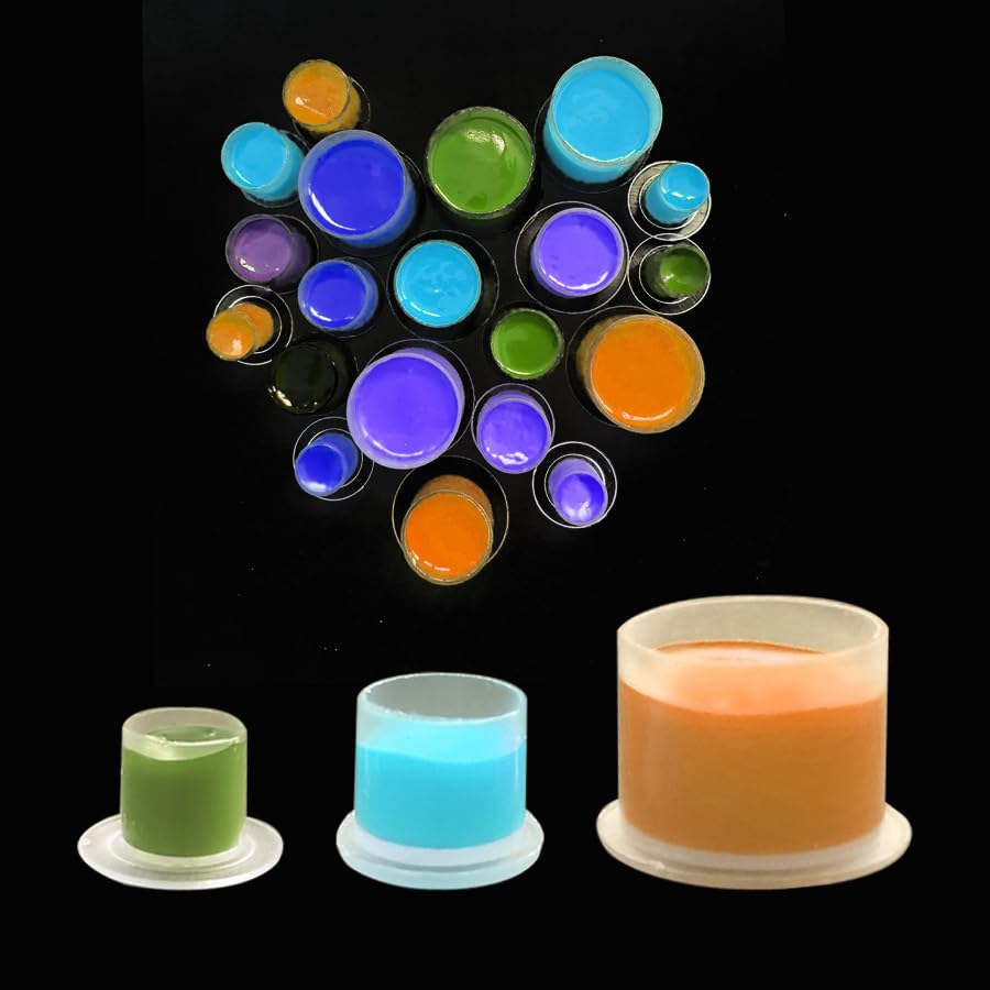 Needlehouse 1000pcs (10 * 8mm) Tattoo Ink Caps Professional Tattoo Ink Cups With Base, Caps Plastic Transparent Pigment Cups Caps Tattoo Supplies (10 * 8mm)