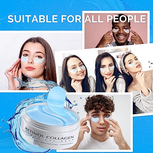 Enaskin Naturals Under Eye Patches for Dark Circles: 30 Pairs Retinol Collagen Eye Gels Mask - Reduce Wrinkles Puffy & Bags - Skin Treatment Pads - Anti Aging Moisturizer For Women (Blue)