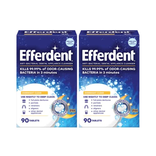 Efferdent Denture Care, Variety Pack, Denture Cleanser Tablets (20ct), Overnight Denture Cleanser Tablets (90ct) (2 of each)