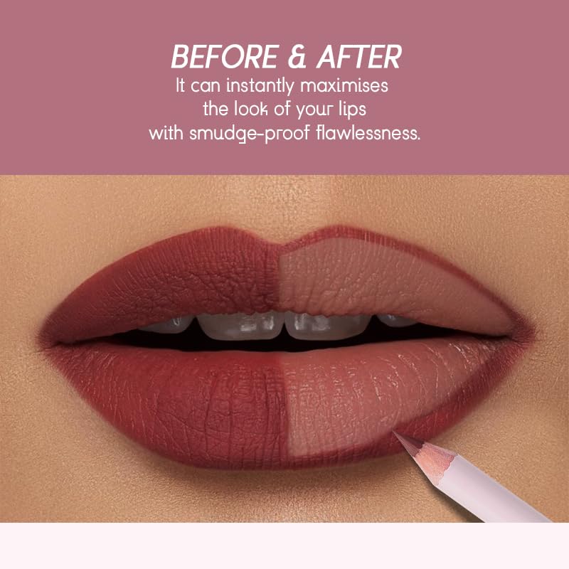 USHAS 2 in 1 Waterproof Lipstick and Lip Liner Combo Set - Long Lasting Matte Lipstick Pen with Liner Set Makeup Kit (S17, Pack of 1)