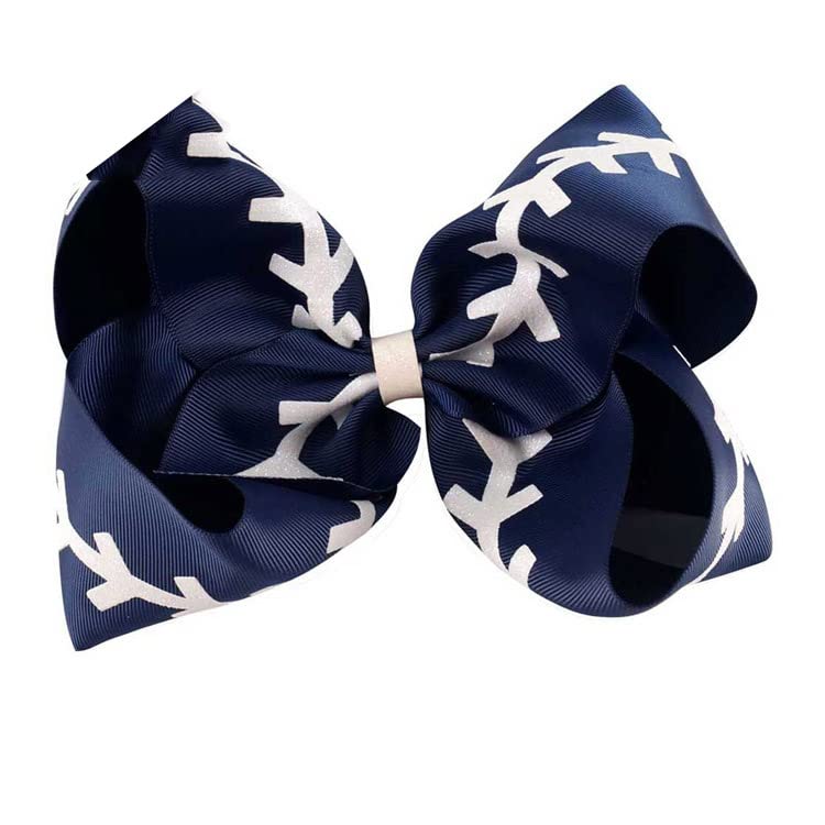 Girls Cheerleader Jumbo Bow Ponytail Holder Hairbow Girl Teen Hair Accessories JB81 (Hair Clip-Navy Blue)