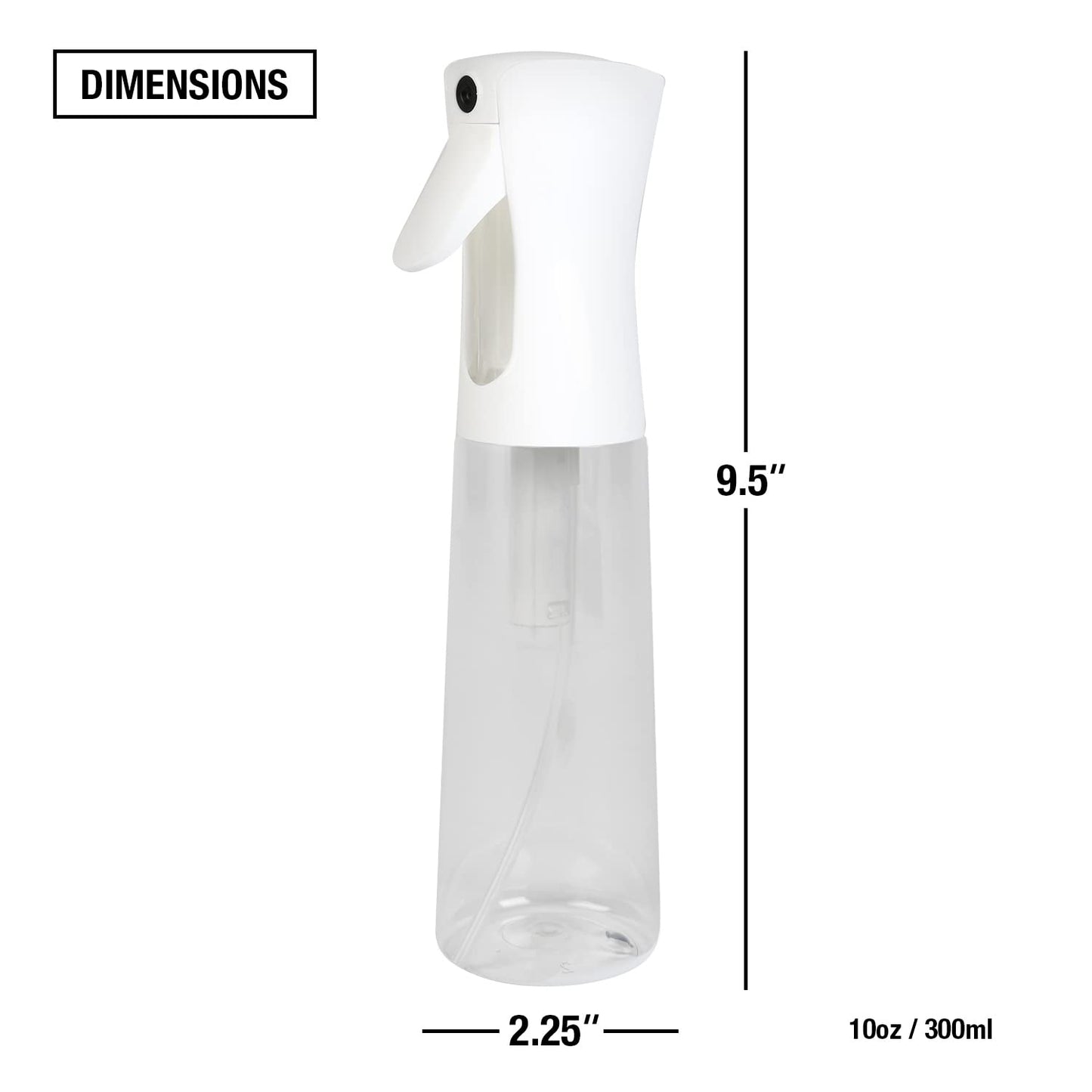 STUDIO LIMITED Hair Spray Bottle 10 oz, Continous Water Mister Spray Bottle, Refillable Fine Mist Spray Bottle for Hair Styling, Gardening, Cleaning (Salon)