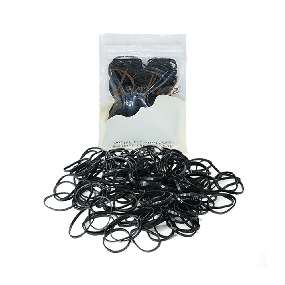 Dofash Hair Ties for Women's Hair, 2 * 75MM Polybands Hair Elastics, 200pcs (Black)
