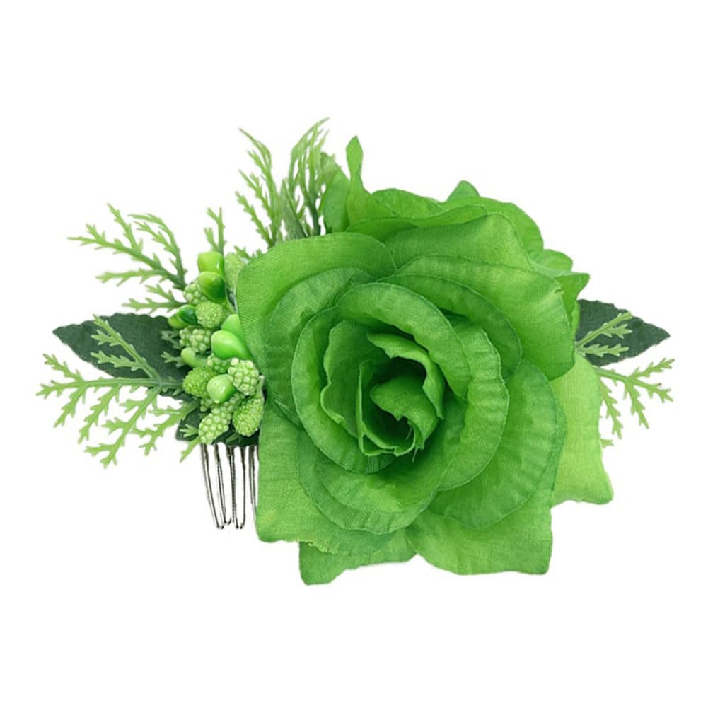 Koolgil Women's St. Patrick's Holiday Flower Wreath Green Headband Simulation Flower Green Hair Comb Hair Accessories (Comb Insertion) (Pack of 1)