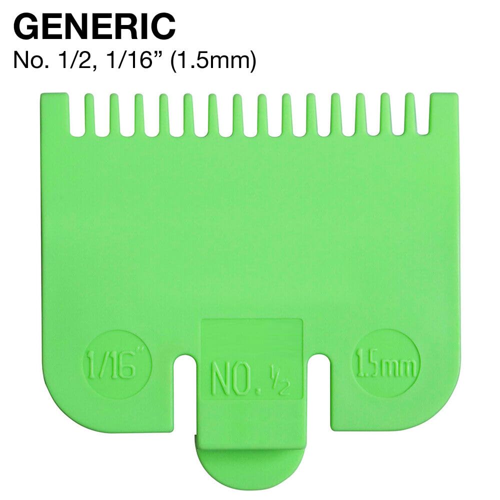 Generic Universal Hair Guide No. 1/2 Attachment Comb 1/16" Lowest Hair Cut Trim fits Most Wahl Clippers - see list (2 Pack)