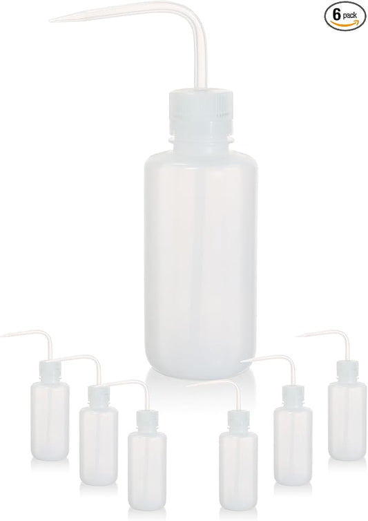 6pcs of Economy Wash Bottles, Vol.500ml (17oz), Narrow-Mouth, Self-Venting Safety Wash Bottles, LDPE Material,IN-WBN500