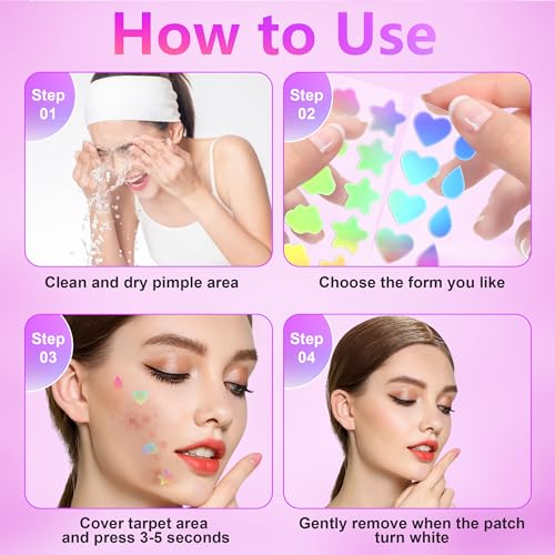 Jo Dominic 224 Counts Cute & Fashion Stars Pimple Patches for Face, Hydrocolloid Acne Patches, Zits Absorbing Patch, Covering Zits and Blemishes with Salicylic Acid, Tea Oil & Centella, Cruelty Free