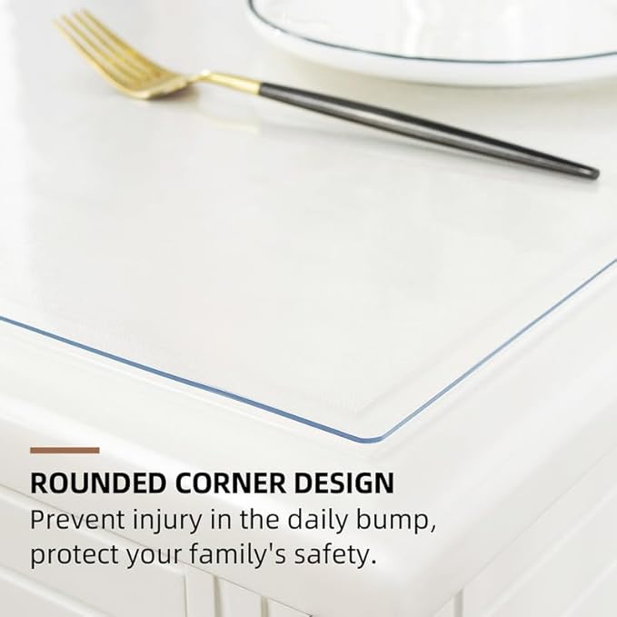 Warmstar Clear Table Cover Protector 42 x 60 Inch,1.5mm Thick Plastic Table Cover Rectangle,PVC Clear Table Protector,Desk Protector Mat for Kitchen, Dresser, Writing Desk，Dining Room Table