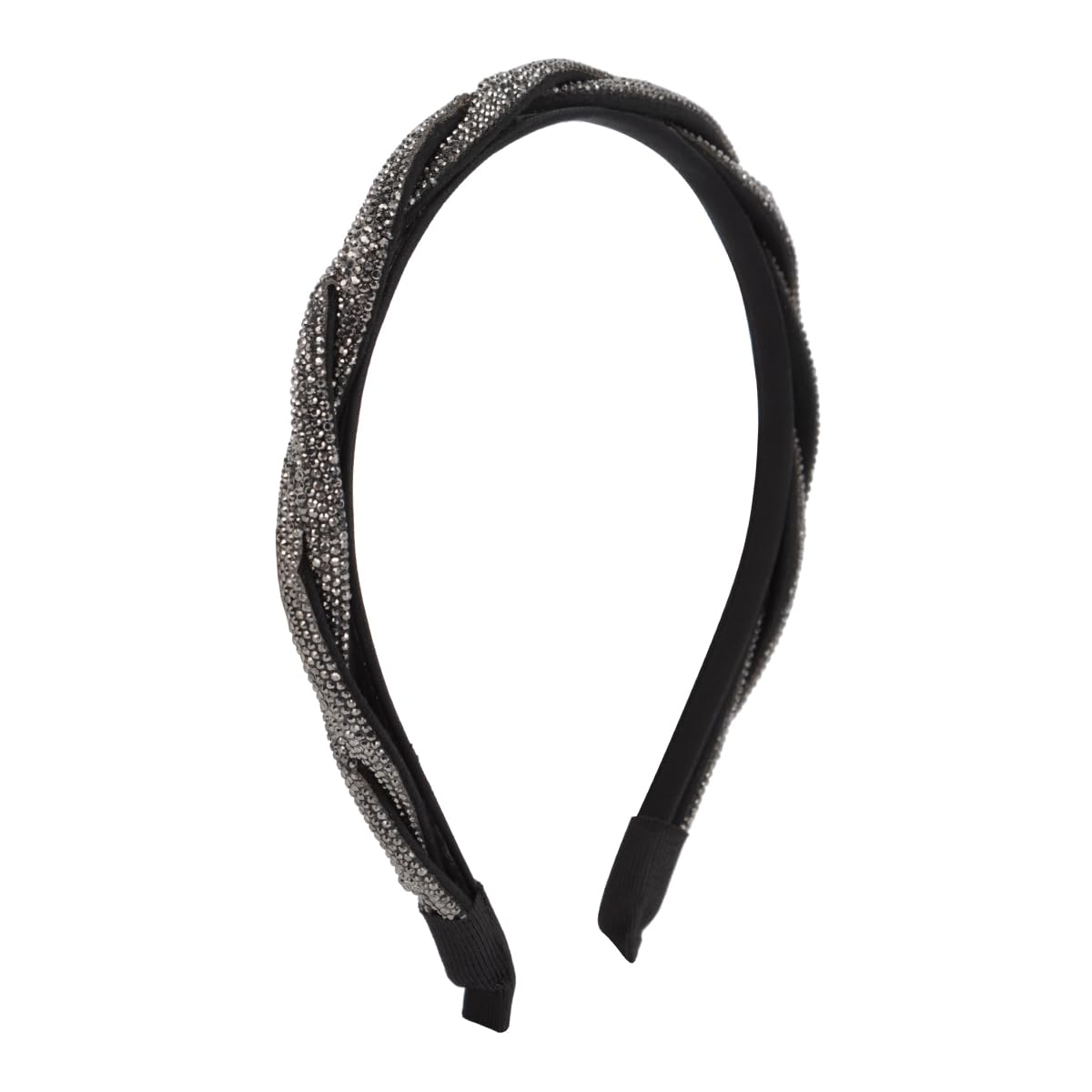 Fashion Headband Women's Hair Accessories - Acrylic Chain, Bohemian Rattan Straw, Girls Hairband (Rhinestone Braided Headband - Gray)