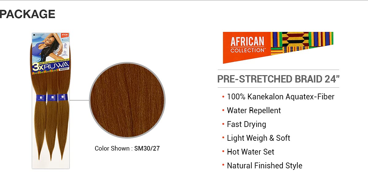 Xpression Sensationnel Synthetic Hair Braids 3X Ruwa Pre-Stretched Braid 24" (3 Packs, NPURPLE)