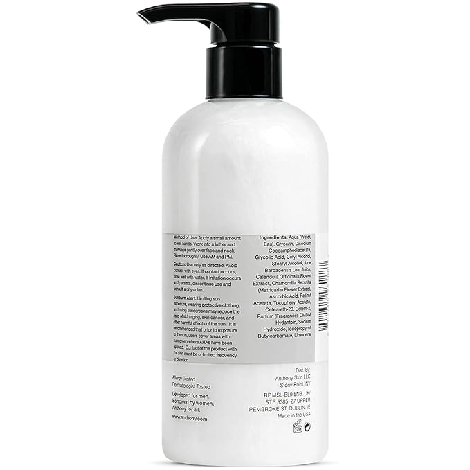 Anthony Glycolic Facial Cleanser, Normal to Oily Skin, 16 Fl Oz Purifying Astringent Toner Pads, 60 Count