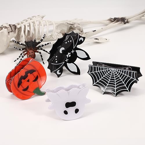 Halloween Hair Clips for Women Girls Punk Vintage Spider Web Skeleton Skull Hand Hair Claw Clips Strong Hold Non Slip Hair Clip Hair Grips Halloween Gifts Hair Accessories