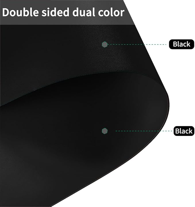 Leather Table Cover,1.8mm Thick,12x45 Inch Desk Cover,Dresser Cover Top,Dresser Protector Top,Dresser Cover,End Table Cover.(Black+Black,12x45)