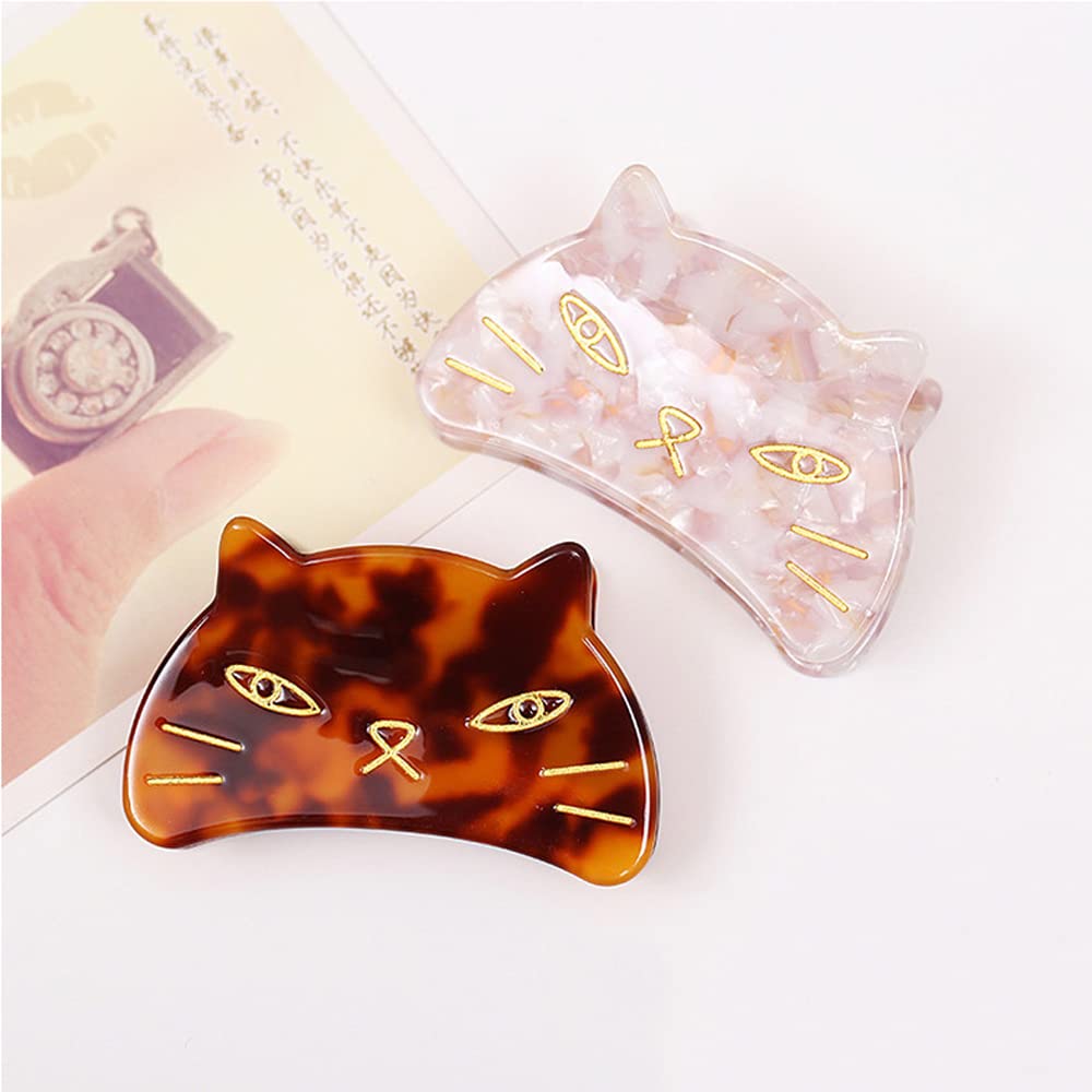 Cute Cat Head Hair Clips,Cellulose Acetate Hair Clips,Small Claw Clips for Girl,Hair Accessories,S5