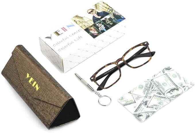 YEIN Bifocal Reading Glasses with Blue Light Blocking Lenses, Bifocal Reader for Women and Men, Vintage Square frame with Spring Hinge (+0.75/+3.25 magnification)